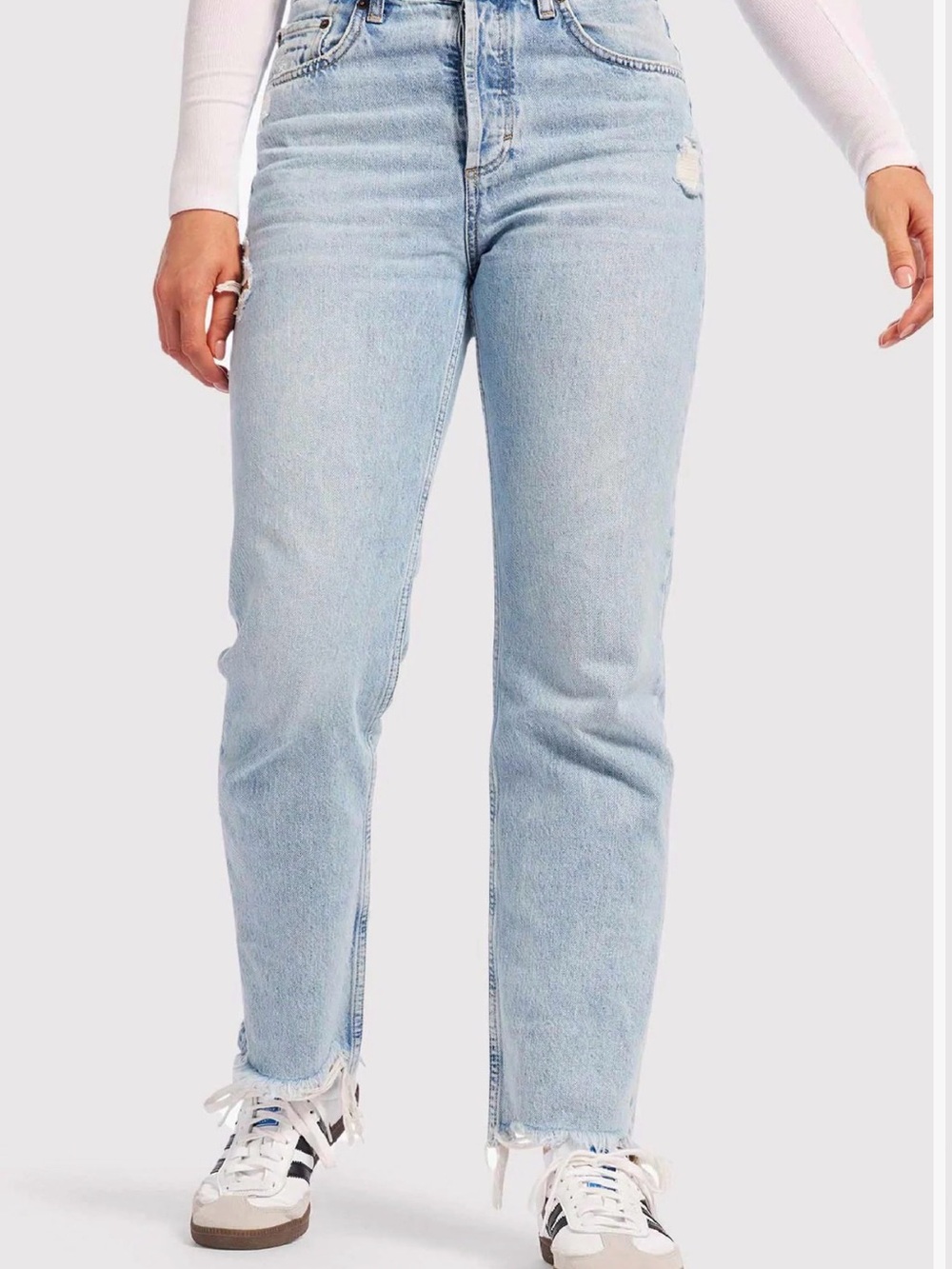 nuuds Light Blue High-Waist Straight Leg Jeans